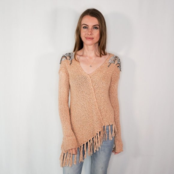 PATRIZIA PEPE Beige Cable Knit Asymmetric Sweater - Picture 5 of 6